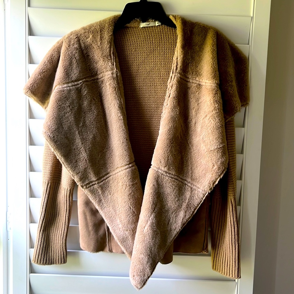 Faux suede drop shoulder coat